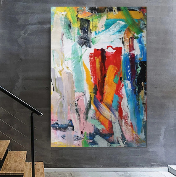 Modern Contemporary Artwork, Buy Paintings Online, Colorful Abstract Acrylic Paintings for Living Room, Heavy Texture Canvas Art, Impasto Wall Art Paintings-LargePaintingArt.com